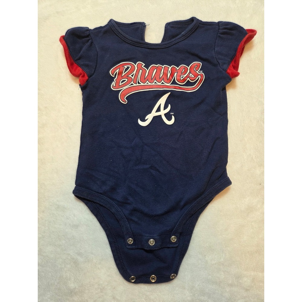 263 Genuine Merchandise Atlanta Braves Baby Girls Bodysuit 6-9M MLB Navy Cotton